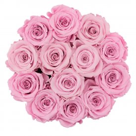 Bladoróżowe Wieczne Róże Różowy Flokowany Flowerbox - Love Edition