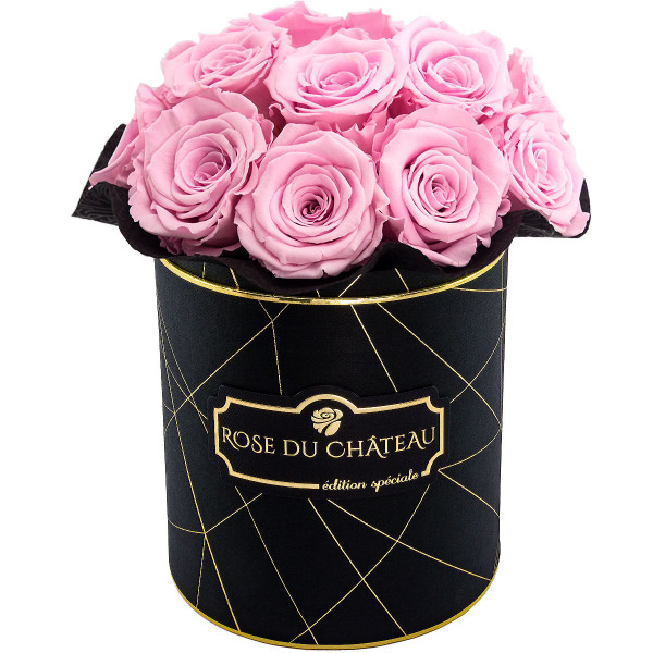 Bladoróżowe Wieczne Róże Bouquet w Czarnym Industrialnym Boxie