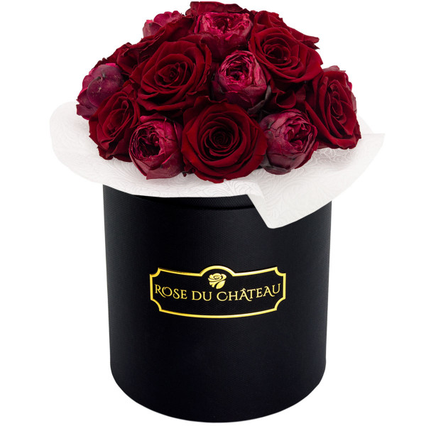 Red Romance Bouquet Wiecznych Kwiatów w Czarnym Boxie