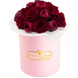 Red Romance Bouquet Wiecznych Kwiatów w Różowym Boxie