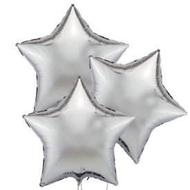 Trzy Srebrne Balony Gwiazda 46 cm