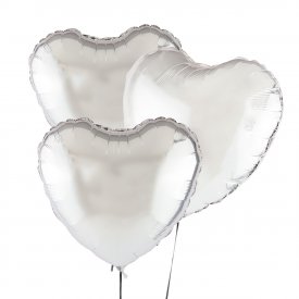 Trzy Srebrne Balony Serce 46 cm