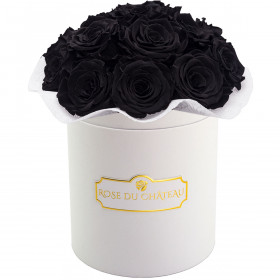 Czarne Wieczne Róże Bouquet w Białym Boxie