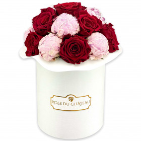 Pinky Red Wieczne Piwonie Bouquet w Białym Boxie