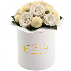 Bridal White Wieczne Piwonie Bouquet w Białym Boxie