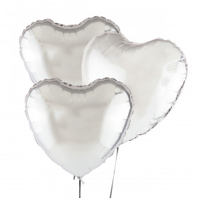 Trzy Srebrne Balony Serce 46 cm