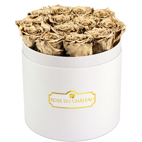 Rose eterne nere in flowerbox tondo bianco