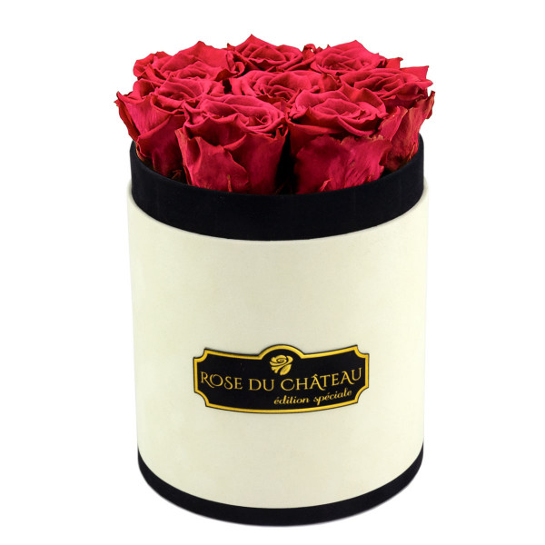 Rose eterne rosa in flowerbox marmo bianco piccolo