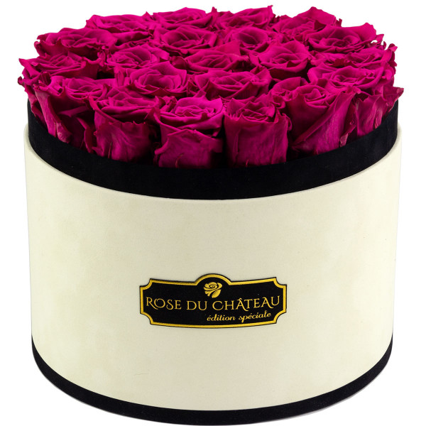 Rose eterne rosa in flowerbox marmo bianco grande