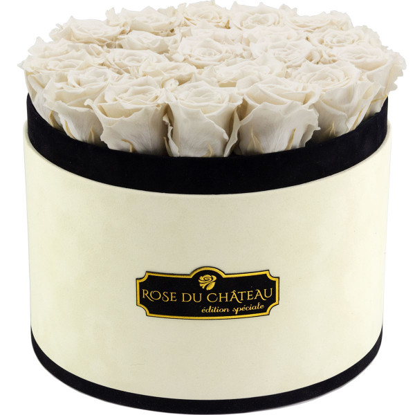 Rose eterne bianche in flowerbox marmo bianco grande