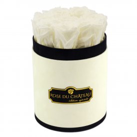 Rose eterne bianche in flowerbox marmo bianco piccolo
