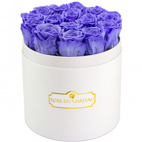 Rose eterne lavanda in flowerbox tondo bianco