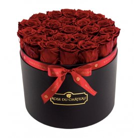 Rote Ewige Rosen in schwarzer Rosenbox Large