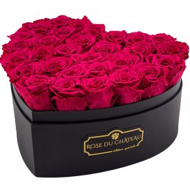Rosafarbene Ewige Rosen in herzförmiger Rosenbox Large