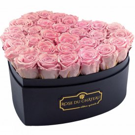 Zartrosafarbene Ewige Rosen in herzförmiger Rosenbox Large