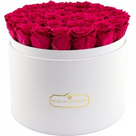 ROSAFARBENE Ewige Rosen in weisser Rosenbox Mega