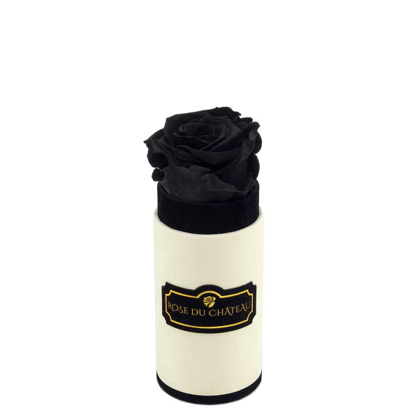 SCHWARZE Ewige Rose in COCO BEFLOCKTER Mini Rundbox