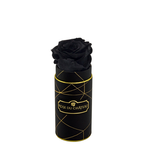 Schwarze Ewige Rose in Schwarzer Industrial Mini Rundbox