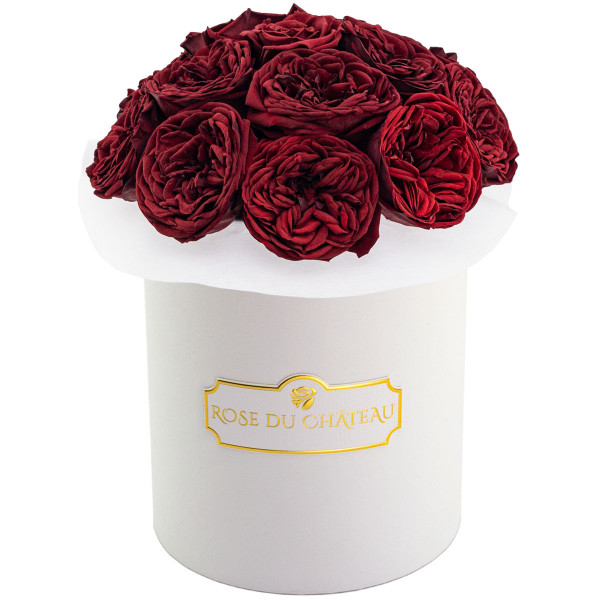 Red Romance Infinity Bouquet in Weisser Flowerbox