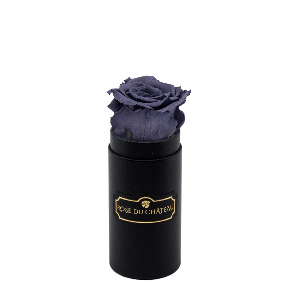 Graue Ewige Rose in schwarzer Mini Rosenbox