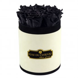 SCHWARZE Ewige Rosen in COCO BEFLOCKTER RUNDBOX Small