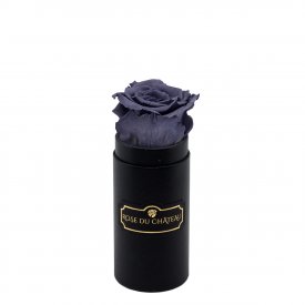 Graue Ewige Rose in schwarzer Mini Rosenbox