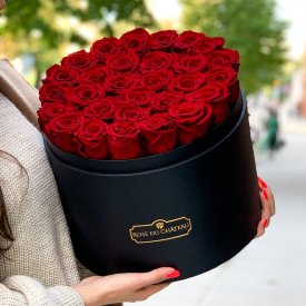 Rote Ewige Rosen in schwarzer Rosenbox Mega 40 rosen