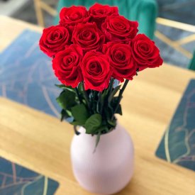 Strauß von 9 roten Infinity Rosen - 50cm 