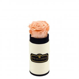Teefarbene Ewige Rose in COCO BEFLOCKTER Mini Rundbox