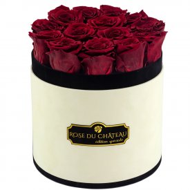 Rote Ewige Rosen in Coco Beflockter Rosenbox