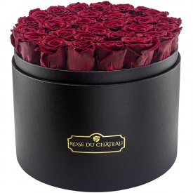 Rote Ewige Rosen in schwarzer Rosenbox Mega