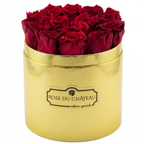 Rote Ewige Rosen in goldener Flowerbox