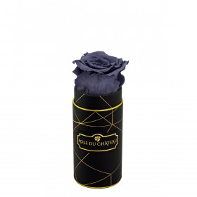 Graue Ewige Rose in Schwarzer Industrial Mini Rundbox