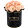 Teefarbene Ewige Rosen Bouquet in schwarzer Rosenbox