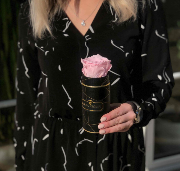 Eternity Pale Pink Rose & Mini Black Industrial Flowerbox