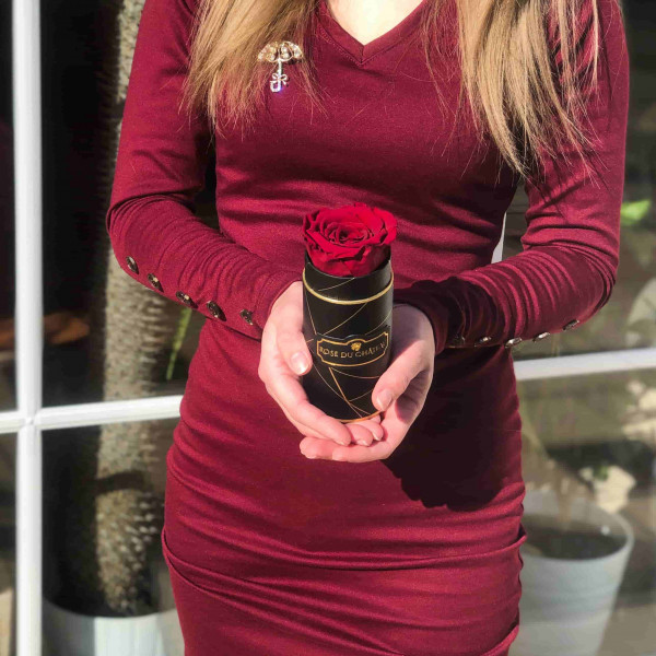 Eternity Red Rose & Mini Black Industrial Flowerbox