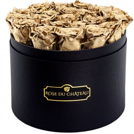 Eternity Golden Roses & Large Black Flowerbox