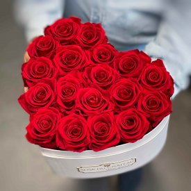 Eternity Red Roses & Heart-Shaped White Box