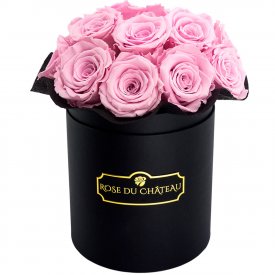 Eternity Pale Pink Roses & Black Bouquet Flowerbox