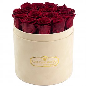 Eternity Red Roses & Beige Flocked Flowerbox