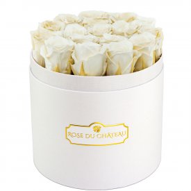 Eternity White Roses & Round White Flowerbox