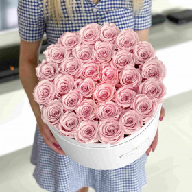 Eternity Palepink Roses & Large White Flowerbox