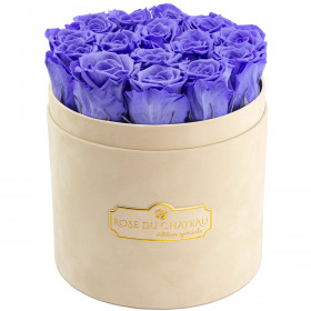 Eternity Lavender Roses & Beige Flocked Flowerbox
