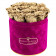 Eternity Golden Roses & Fuchsia Flocked Flowerbox