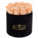 Eternity Peach Roses & Round Black Flocked Flowerbox