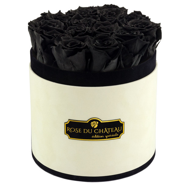 ČERNÉ věčné růže v béžovém flowerboxu