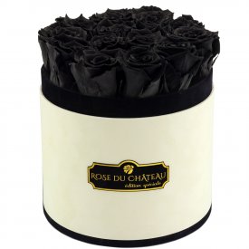ČERNÉ věčné růže v béžovém flowerboxu