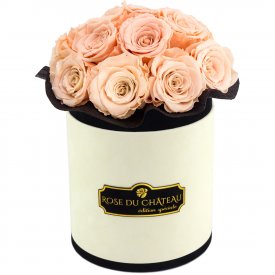 ČAJOVÉ věčné růže bouquet v BÉŽOVÉM flowerboxu
