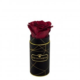 Červená věčná růže v mini černém industrial flowerboxu