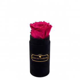 Růžová věčná růže v černém mini flowerboxu